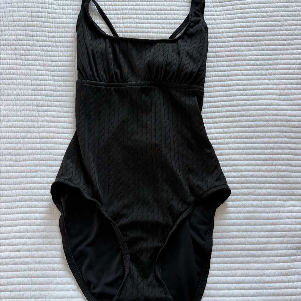 Catalina Black Ribbed Scoop One-Piece Swimsuit